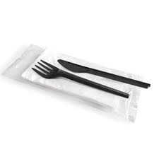 BIS POSATE CPLA NERO STYLE FORCHETTA + COLTELLO + TOVAGLIOLO - CFX100PZ - CTX5CF